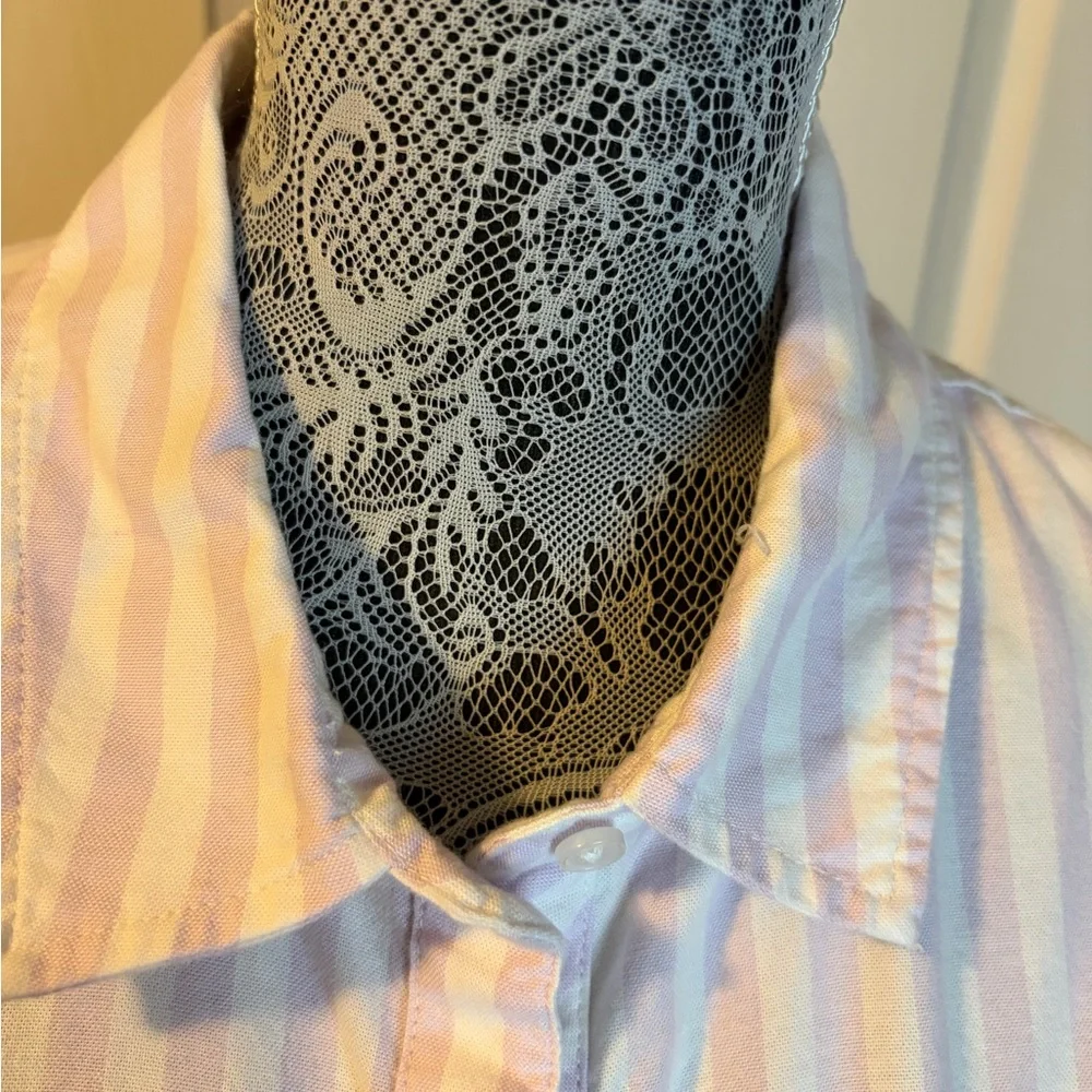crown & ivy Pastel Purple and White Striped Button-Up Shirt, size - Picture 6 of 11